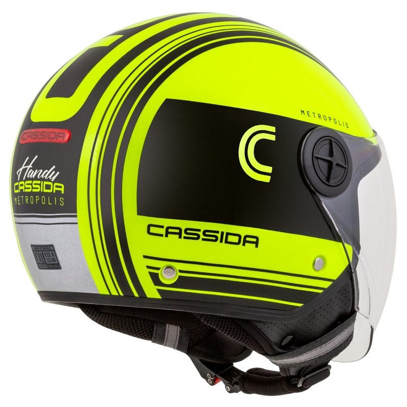 Otvorena motociklistička kaciga Cassida Handy Metropolis Safety fluo žuto-crna-reflektirajuća siva