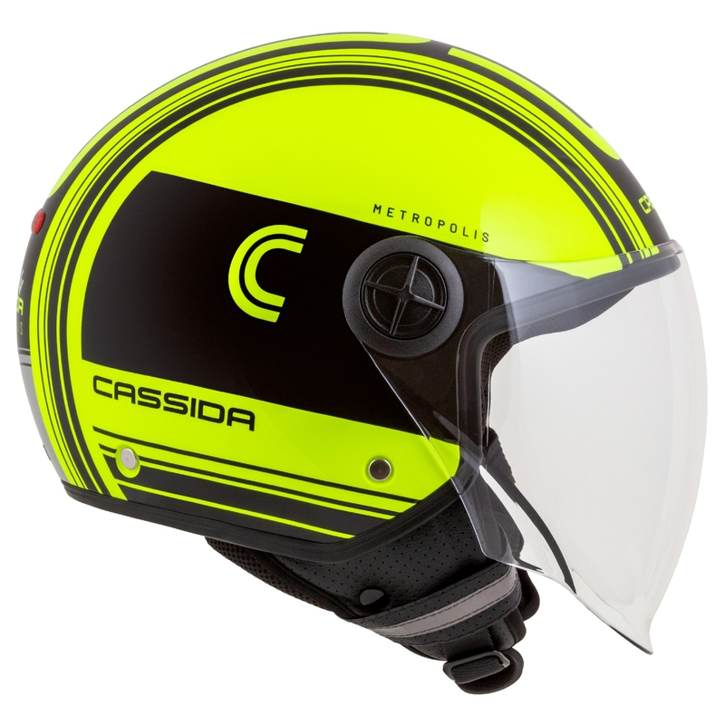 Otvorena motociklistička kaciga Cassida Handy Metropolis Safety fluo žuto-crna-reflektirajuća siva