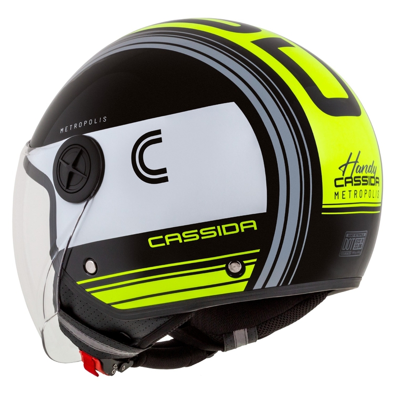 Cassida Handy Metropolis otvorena motociklistička kaciga crno-bijela-fluo žuto-siva