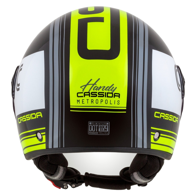 Cassida Handy Metropolis otvorena motociklistička kaciga crno-bijela-fluo žuto-siva
