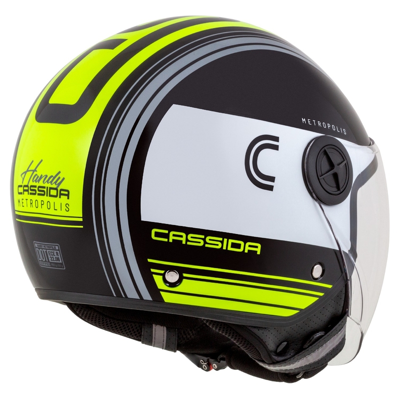 Cassida Handy Metropolis otvorena motociklistička kaciga crno-bijela-fluo žuto-siva