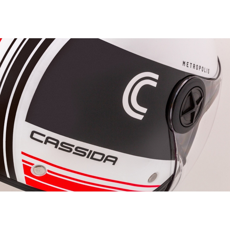 Cassida Handy Metropolis otvorena motociklistička kaciga crno-bijelo-crvena