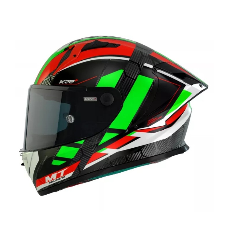 Integralna motociklistička kaciga MT KRE+ Carbon Longlap crno-zeleno-crvena