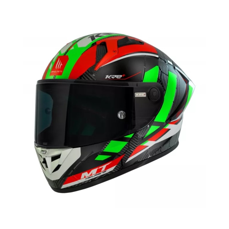 Integralna motociklistička kaciga MT KRE+ Carbon Longlap crno-zeleno-crvena