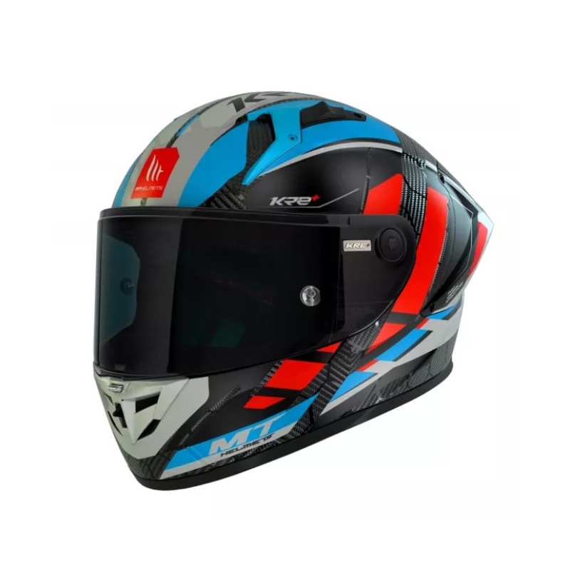 Integralna motociklistička kaciga MT KRE+ Carbon Longlap crno-sivo-crveno-plava