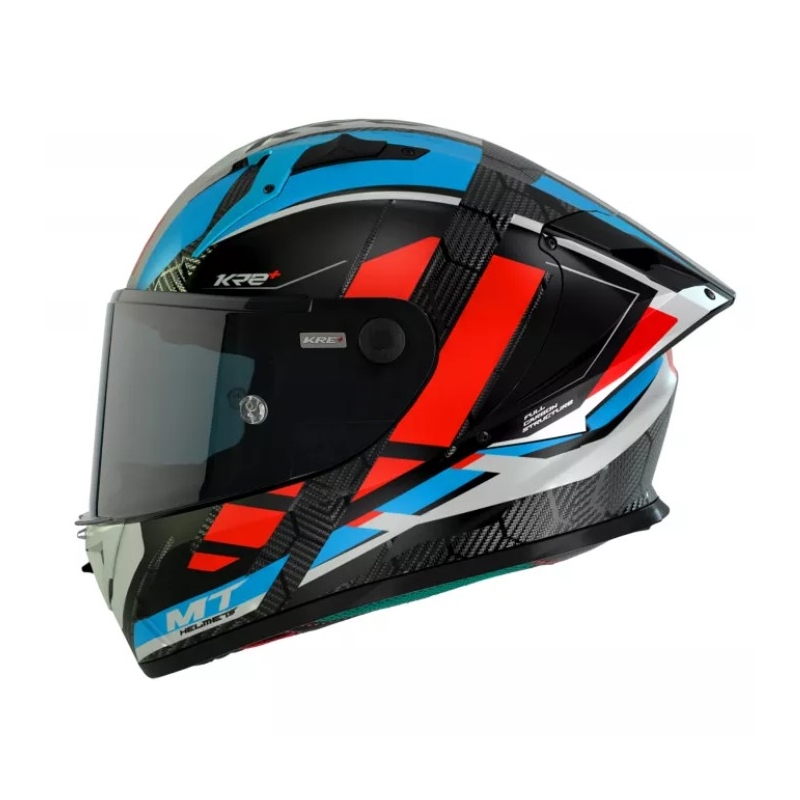 Integralna motociklistička kaciga MT KRE+ Carbon Longlap crno-sivo-crveno-plava
