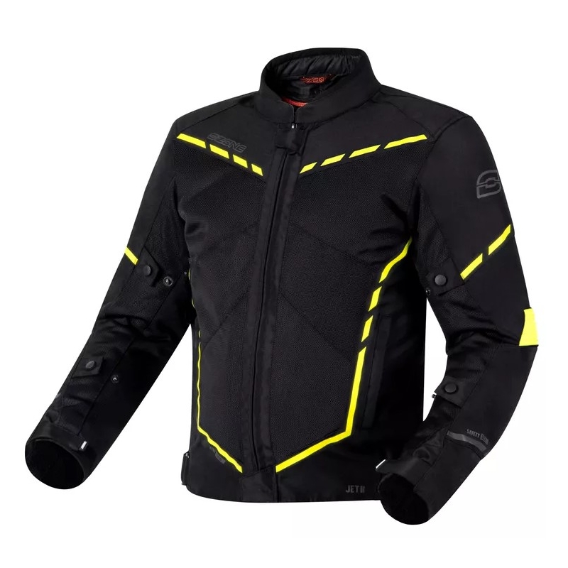 Motociklistička jakna Ozone Jet II crno-fluo žuta rasprodaja