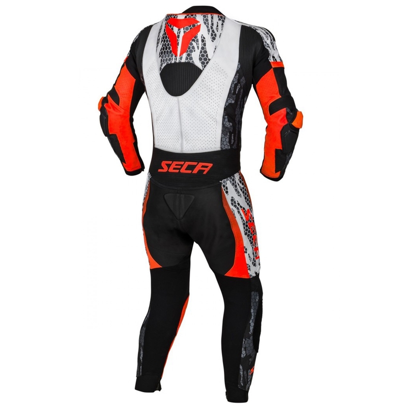 Jednodijelno motorističko odijelo SECA SRS One crno-bijelo-fluo crveno rasprodaja