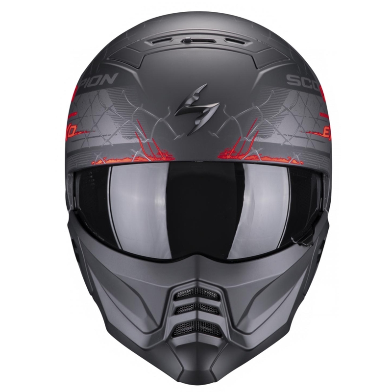 Otvorena kaciga s maskom Scorpion EXO-COMBAT II Xenon crno-crvena mat