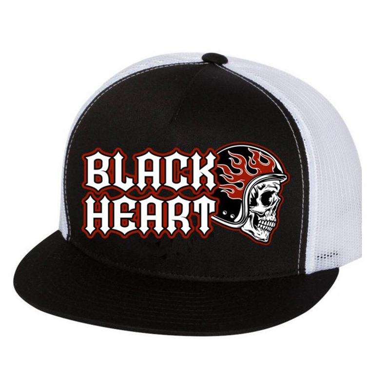 Black Heart Helmet Flames Wht rasprodaja