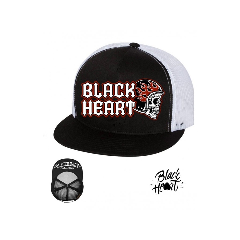 Black Heart Helmet Flames Wht rasprodaja