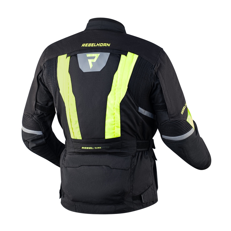 Motociklistička jakna Rebelhorn Hardy II crno-fluo žuta rasprodaja