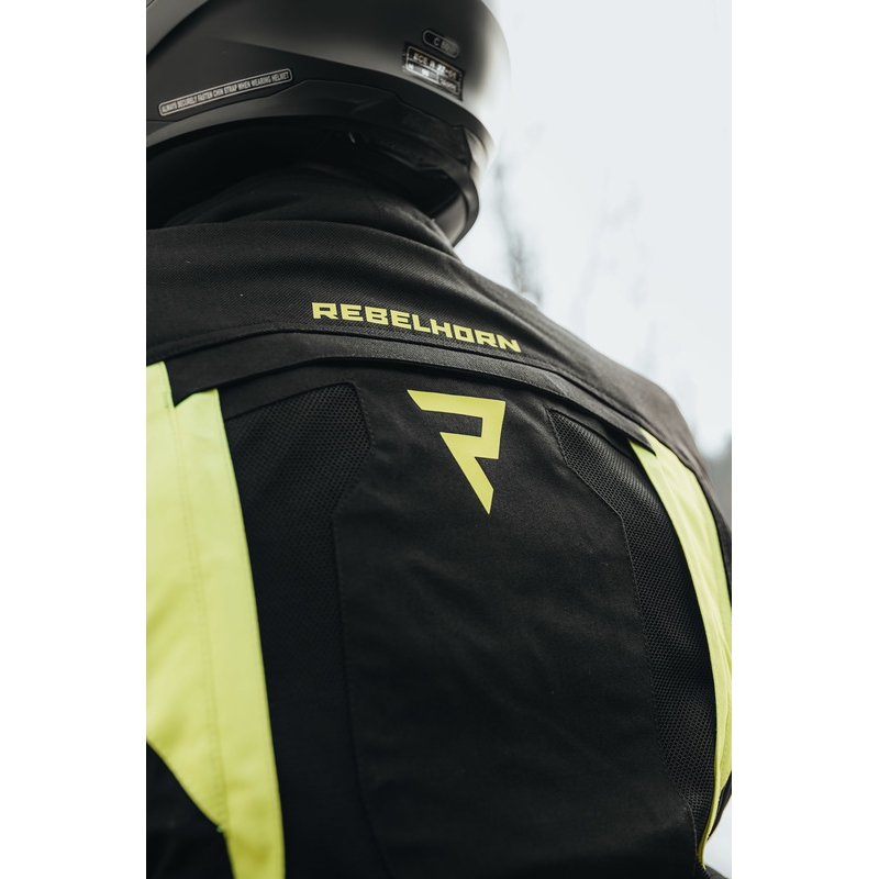 Motociklistička jakna Rebelhorn Hardy II crno-fluo žuta rasprodaja