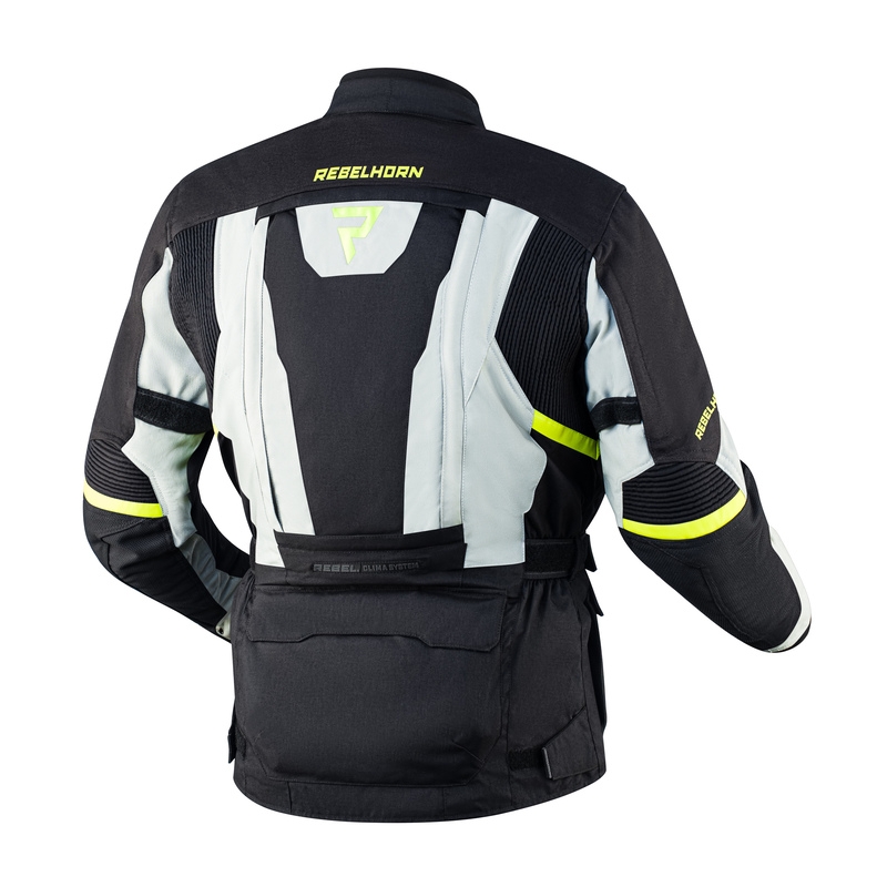 Motociklistička jakna Rebelhorn Hardy II sivo-crna-fluo žuta rasprodaja