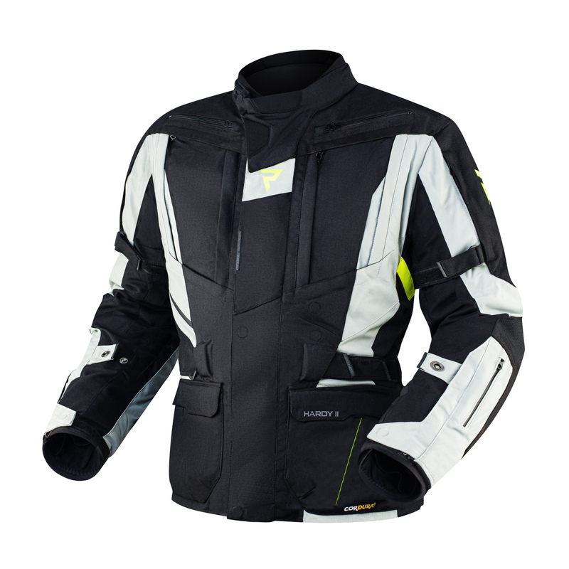 Motociklistička jakna Rebelhorn Hardy II sivo-crna-fluo žuta rasprodaja
