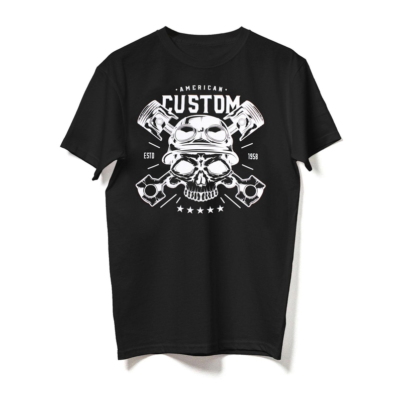 RSA American Custom Skull crna majica kratkih rukava rasprodaja