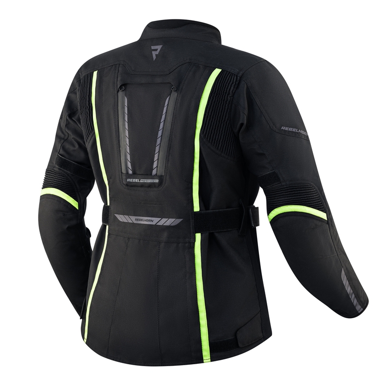 Ženska motoristička jakna Rebelhorn Hiker III crno-fluo žuta rasprodaja