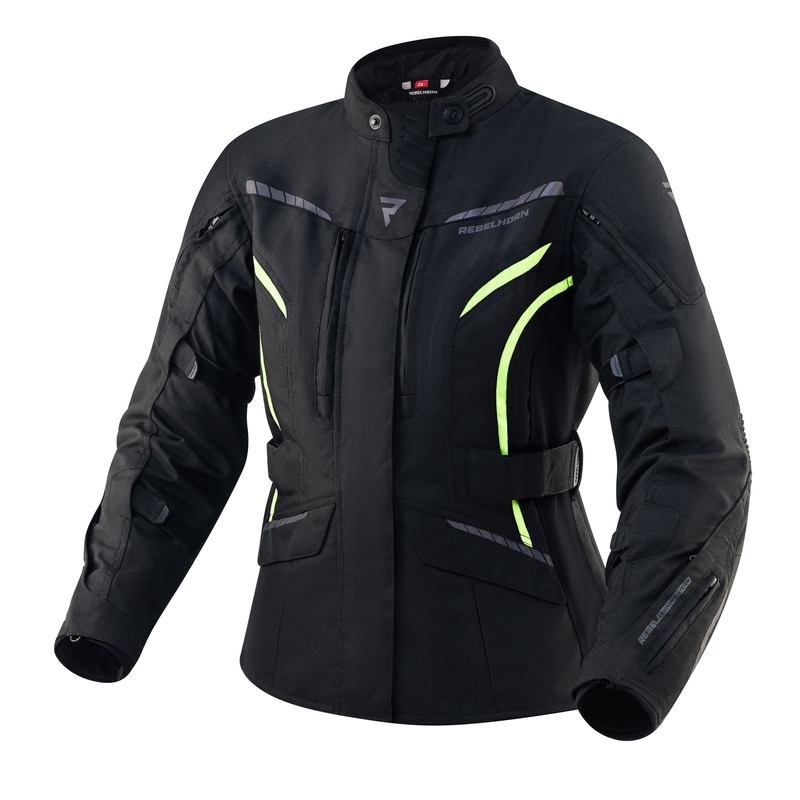 Ženska motoristička jakna Rebelhorn Hiker III crno-fluo žuta rasprodaja