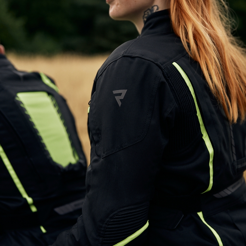 Ženska motoristička jakna Rebelhorn Hiker III crno-fluo žuta rasprodaja