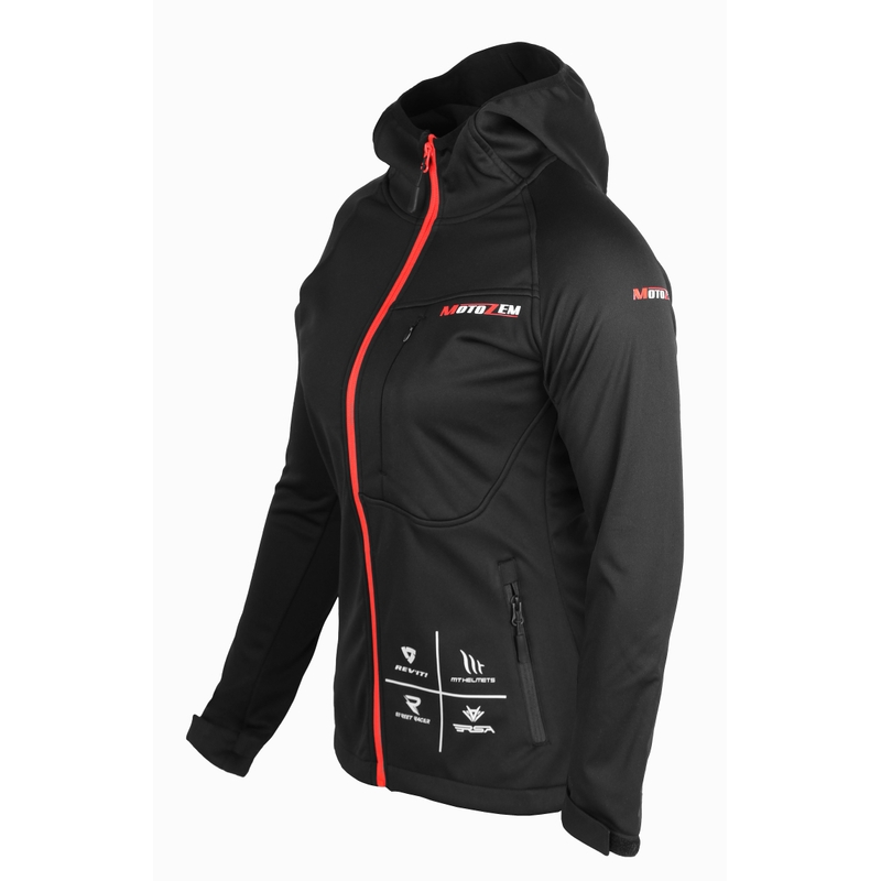Ženska softshell jakna MotoZem Racing Team crno-crvena