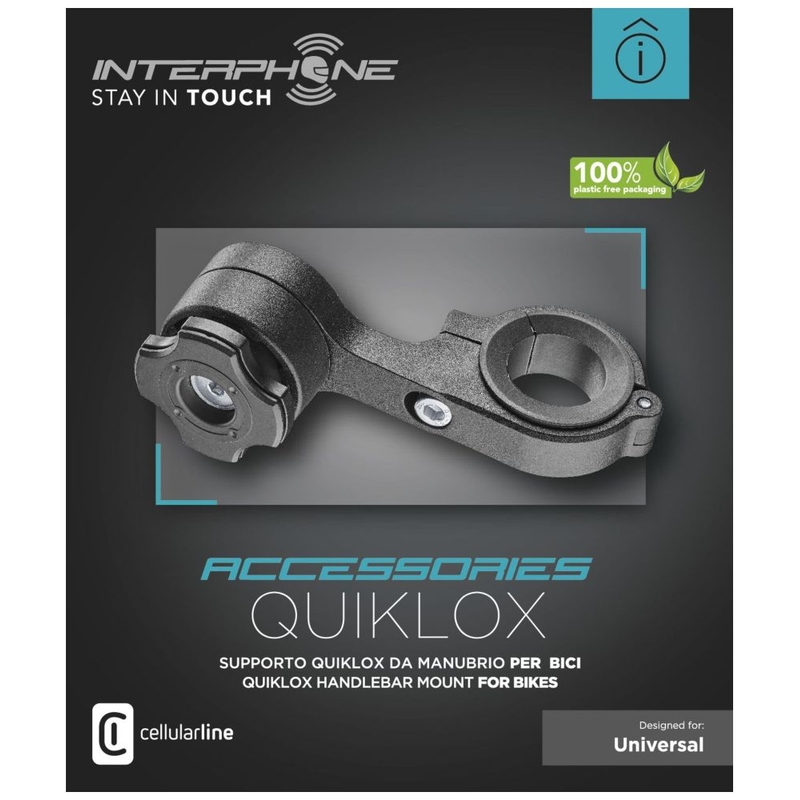 Quiklox interfonski držač s nosačem za upravljač crne boje