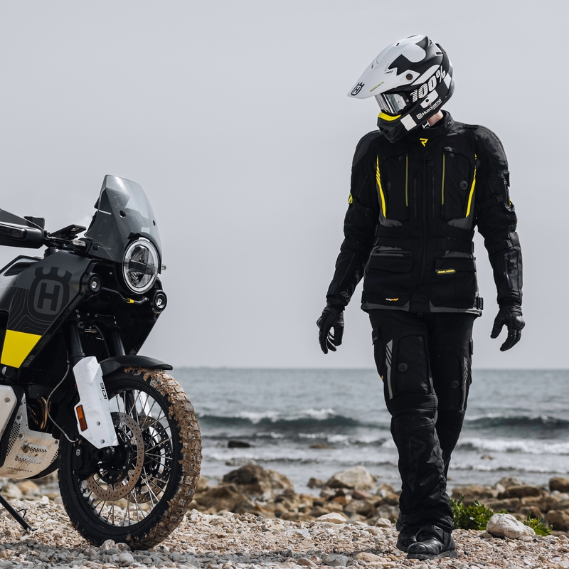 Motociklistička jakna Rebelhorn Patrol crno-siva-fluo žuta