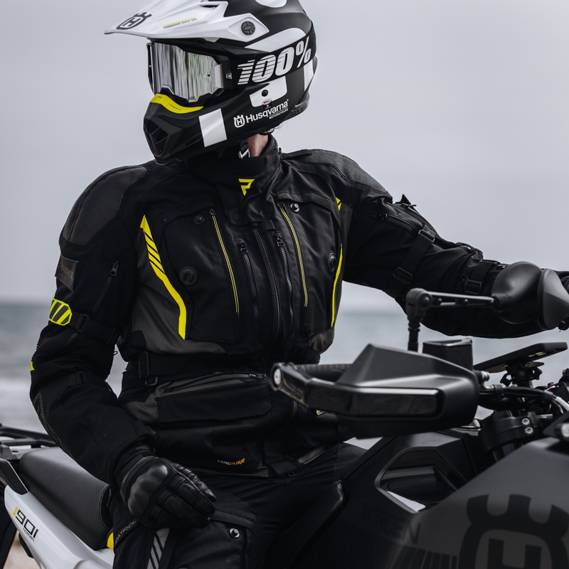 Motociklistička jakna Rebelhorn Patrol crno-siva-fluo žuta