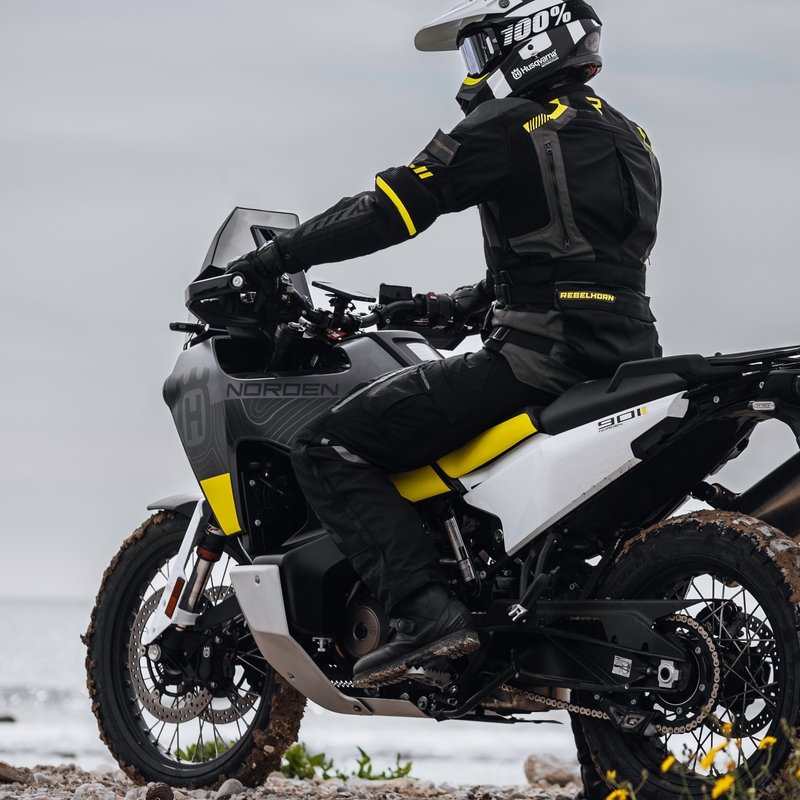 Motociklistička jakna Rebelhorn Patrol crno-siva-fluo žuta