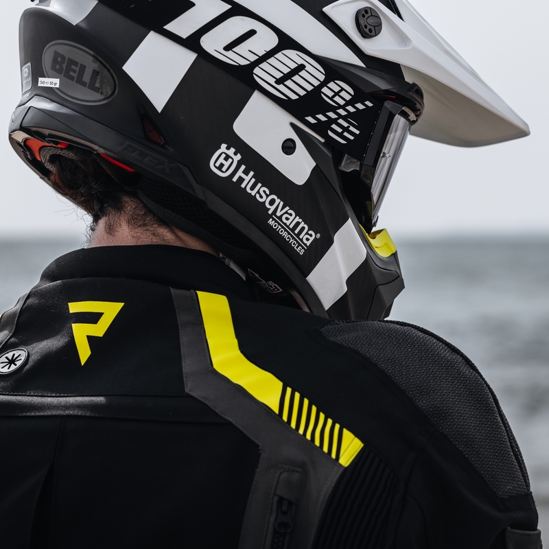 Motociklistička jakna Rebelhorn Patrol crno-siva-fluo žuta