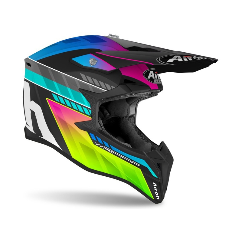 Dječja kaciga za motocross Airoh Wrap Prism crno-plava