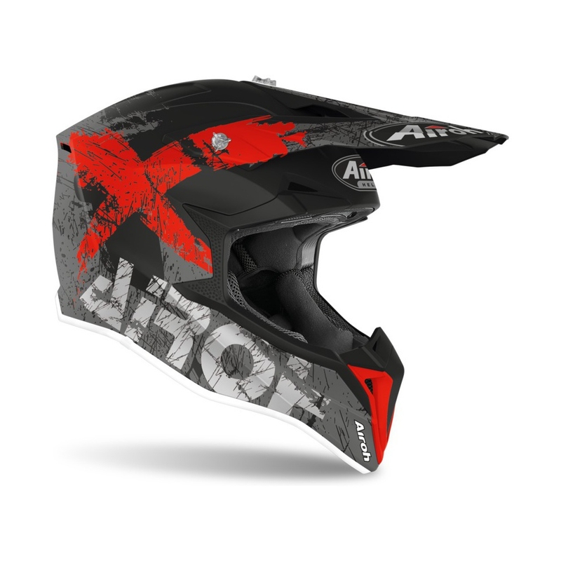 Dječja kaciga za motocross Airoh Wrap Youth Smile crno-sivo-crvena