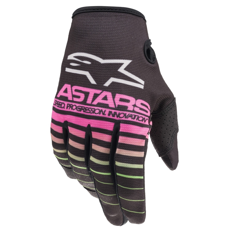 Alpinestars Radar dječje motokros rukavice crno-zeleno-fluo ružičaste