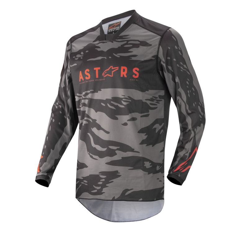 Dječji motocross dres Alpinestars Racer Tactical camo crno-sivo-fluo crveni