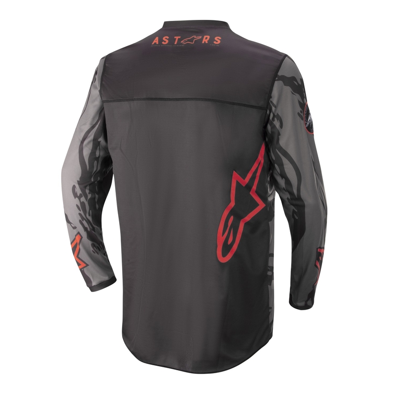 Dječji motocross dres Alpinestars Racer Tactical camo crno-sivo-fluo crveni