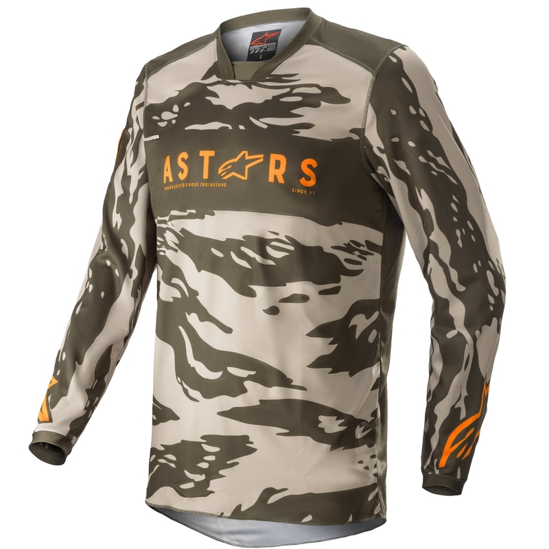 Dječji motocross dres Alpinestars Racer Tactical camo zeleno-bež-narančast