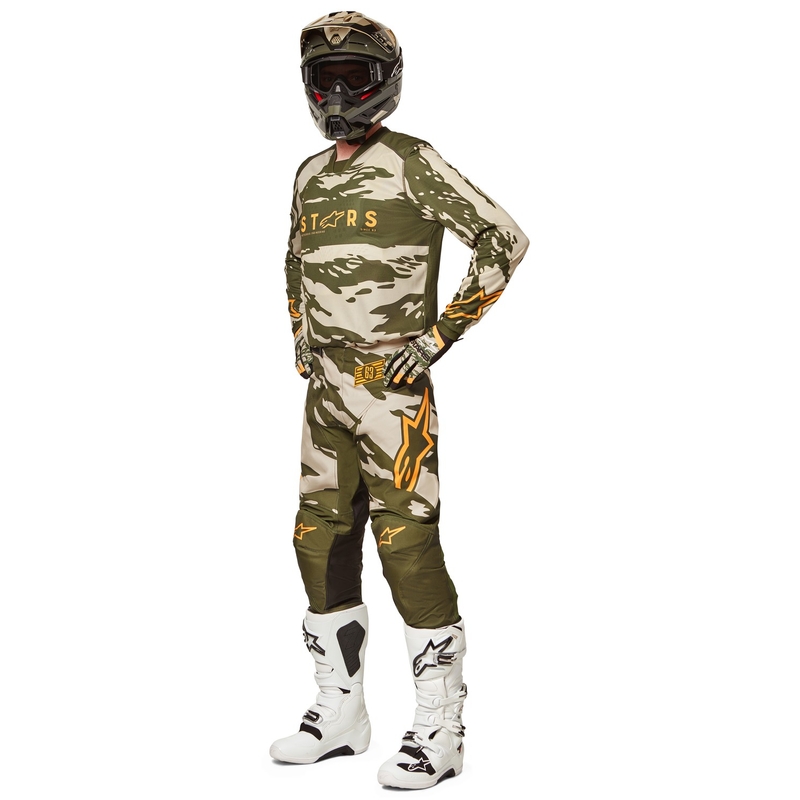 Dječji motocross dres Alpinestars Racer Tactical camo zeleno-bež-narančast