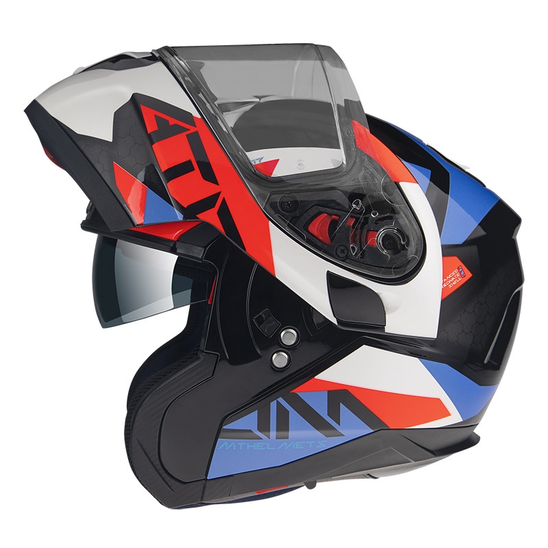 Motociklistička kaciga na preklop MT Atom SV W17 A7 crno-crveno-plavo-bijela rasprodaja