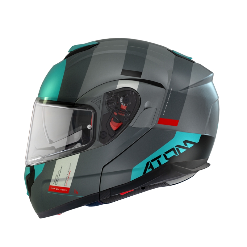Motociklistička kaciga na preklop MT Atom SV Gorex C2 sivo-tirkizna