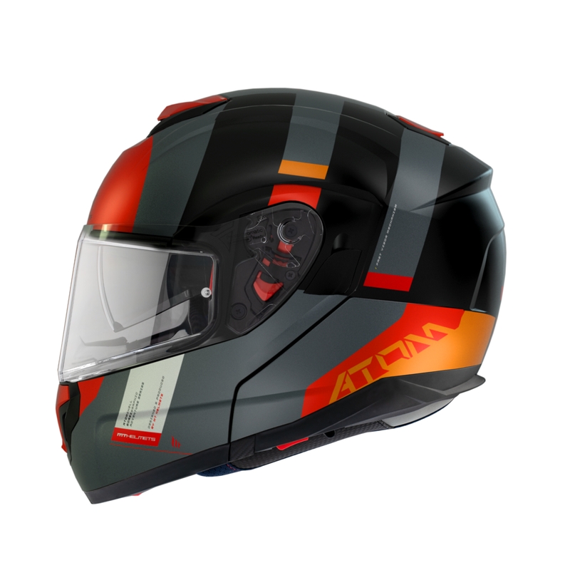 Motociklistička kaciga na preklop MT Atom SV Gorex B4 crno-sivo-crveno-narančasta rasprodaja