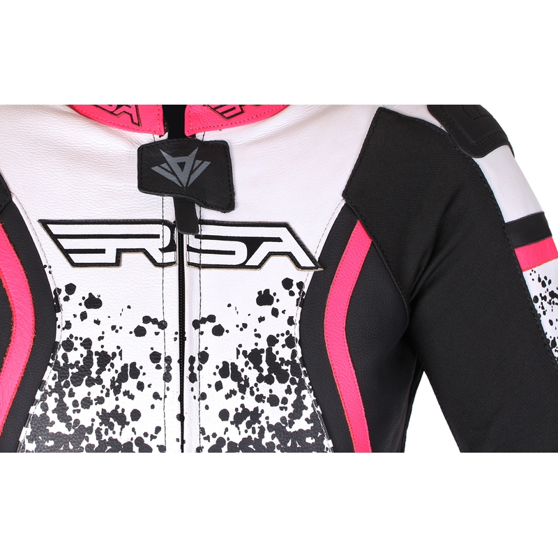 Žensko moto odijelo RSA GT2 crno-bijelo-fluo roza na rasprodaji rasprodaja
