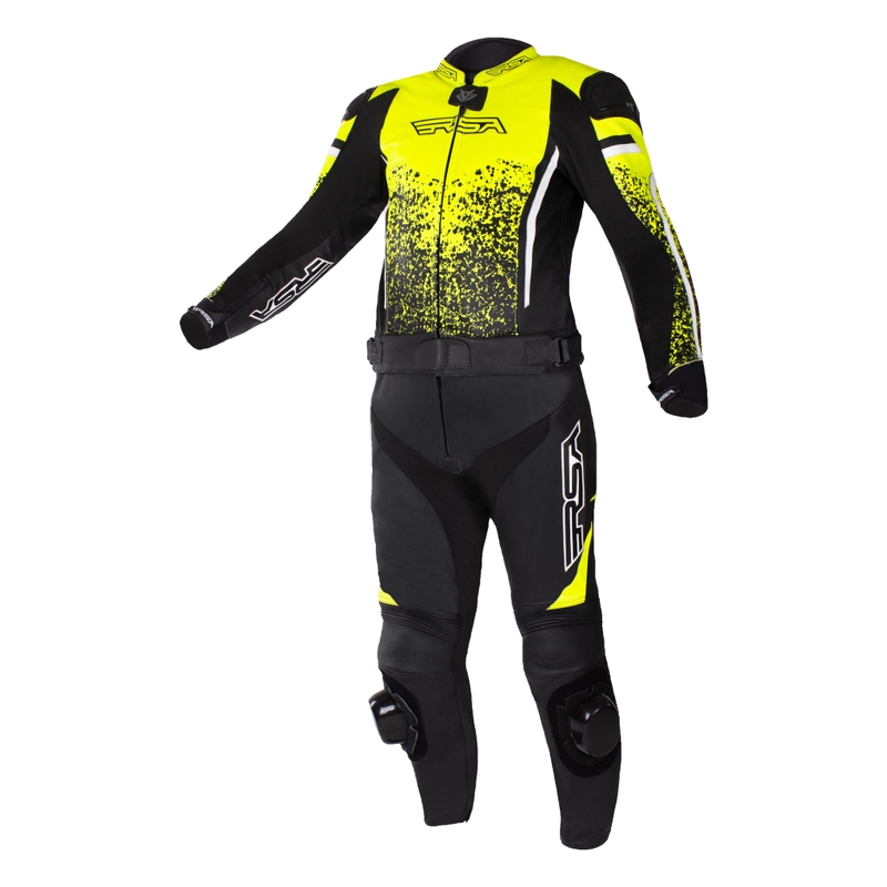 Motociklističko odijelo RSA GT2 crno-bijelo-fluo žuto rasprodaja