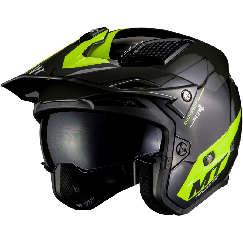 Otvorena probna motociklistička kaciga MT District SV Summit E3 crno-fluo zelena