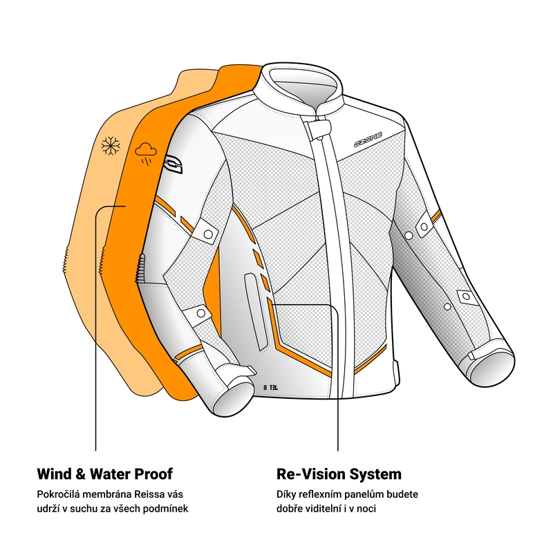 Motociklistička jakna Ozone Jet II crno-fluo žuta rasprodaja