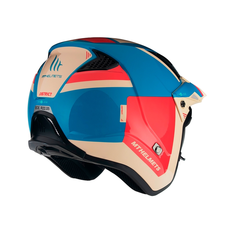 Otvorena motociklistička trial kaciga MT District SV Analog D7 crveno-plavo-bež