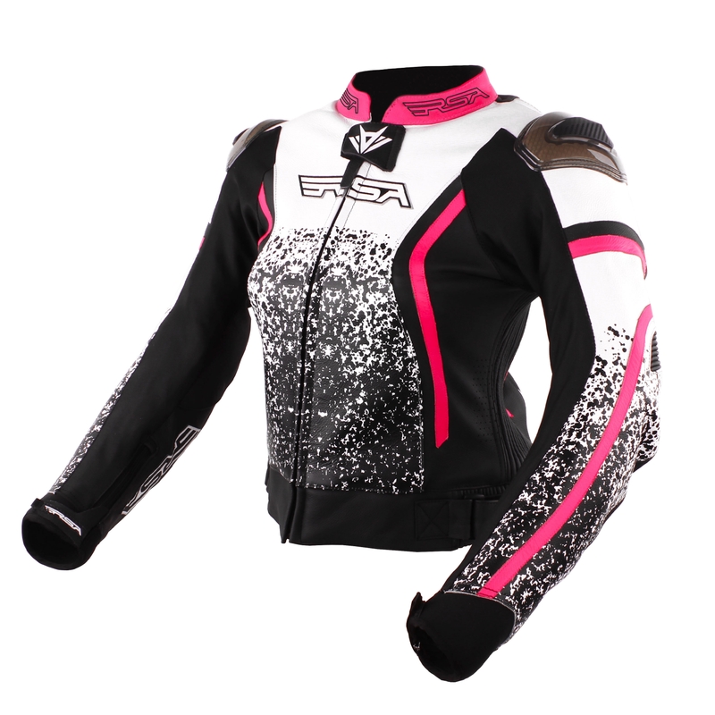 Ženske motociklističke jakne RSA Flow III Crno-Bijelo-Fluo Pink rasprodaja