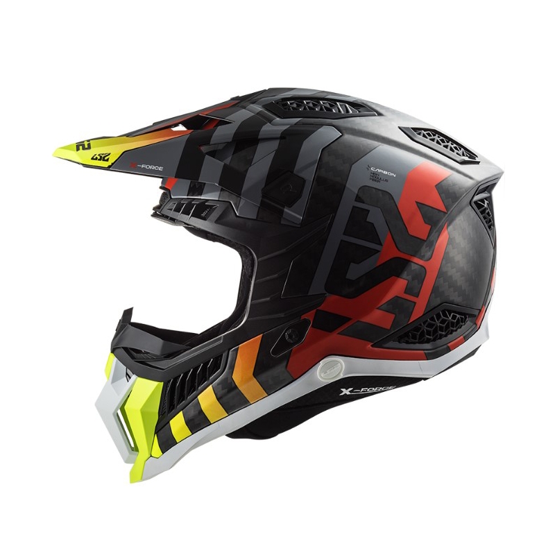 Motocross kaciga LS2 MX703 C X-Force Barrier HV crna-siva-crvena-žuta