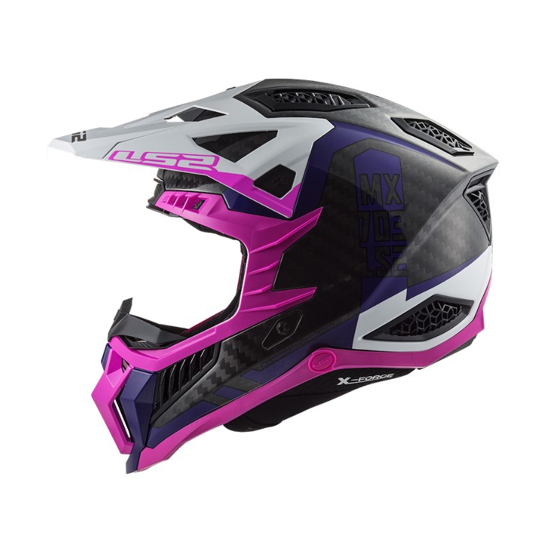 LS2 MX703 C X-Force Victory Motocross kaciga crno-bijela-ljubičasta-ružičasta