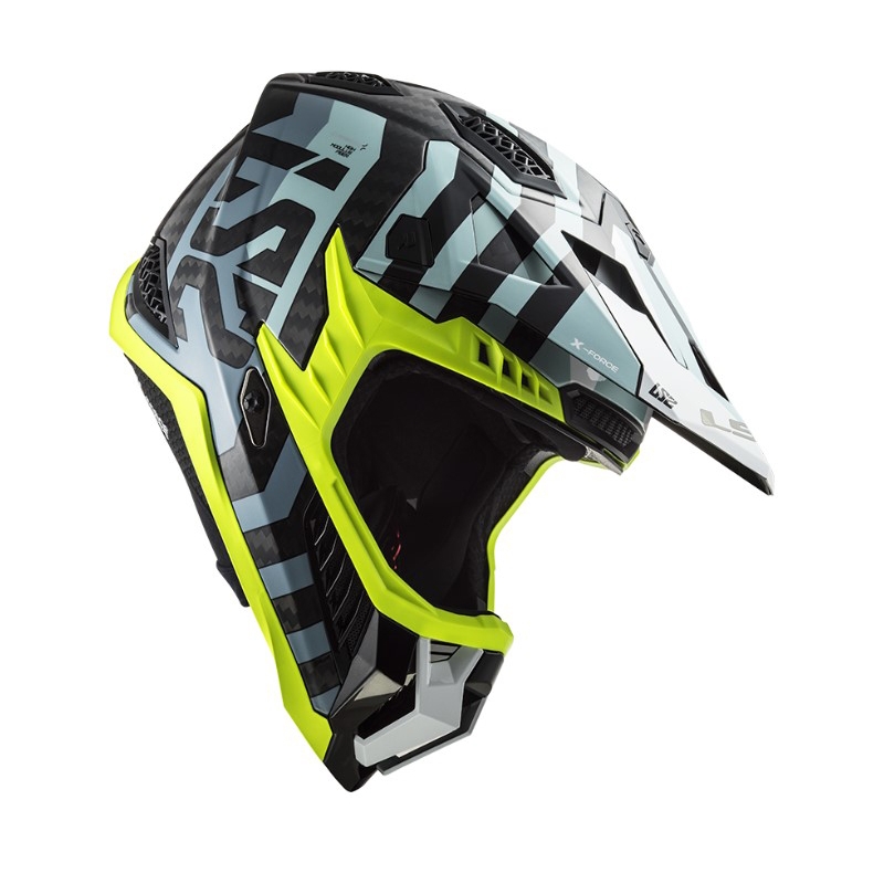 Motocross kaciga LS2 MX703 C X-Force Barrier crna-plava-fluo žuta
