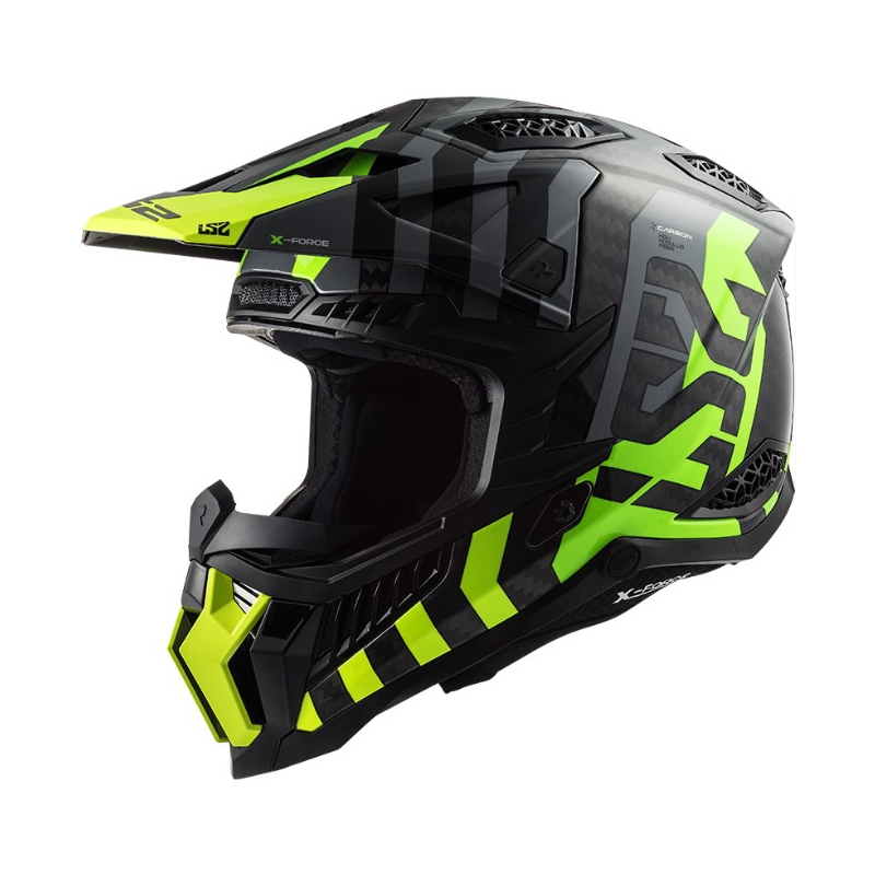 Motocross kaciga LS2 MX703 C X-Force Barrier HV crna-siva-fluo žuta