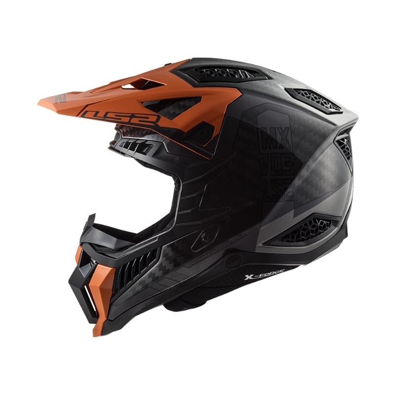 Kaciga za motocross LS2 MX703 C X-Force Victory crna-titan-narančasta